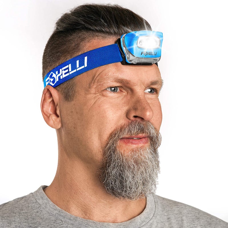 Foxelli LED Headlamp Flashlight for Adults & Kids, Running, Camping, Hiking Head Lamp with White & Red Light, Comfortable Headband, Lightweight & Waterproof, 3 AAA Batteries - Image 1